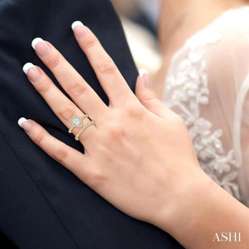 3/4 Ctw Diamond Bridal Set with 5/8 Ctw Pear Cut Engagement Ring and 1/6 Ctw Wedding Band in 14K Yellow Gold